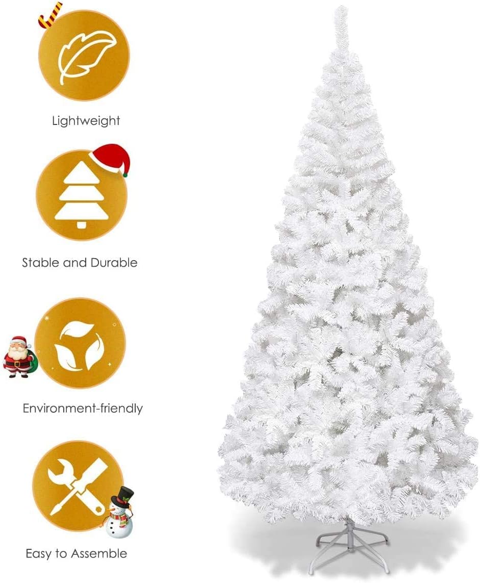 6ft White Artificial Christmas Tree Xmas Pine Tree with Solid Metal Legs - Graceland Home and Living -  - #tag1#