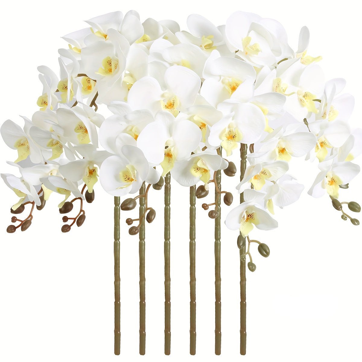 6pcs, Faux Orchid Flowers, 37.8" Velvet Artificial Orchids Flowers Long Stem Artificial Flowers For Tall Vase - Graceland Home and Living -  - #tag1#