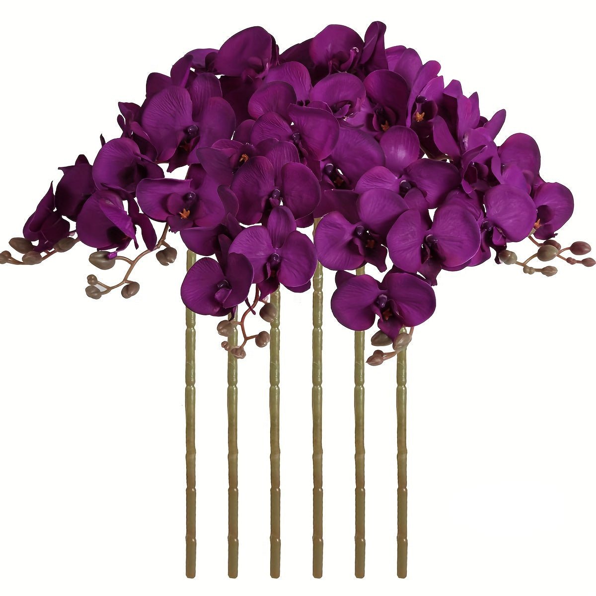 6pcs, Faux Orchid Flowers, 37.8" Velvet Artificial Orchids Flowers Long Stem Artificial Flowers For Tall Vase - Graceland Home and Living -  - #tag1#