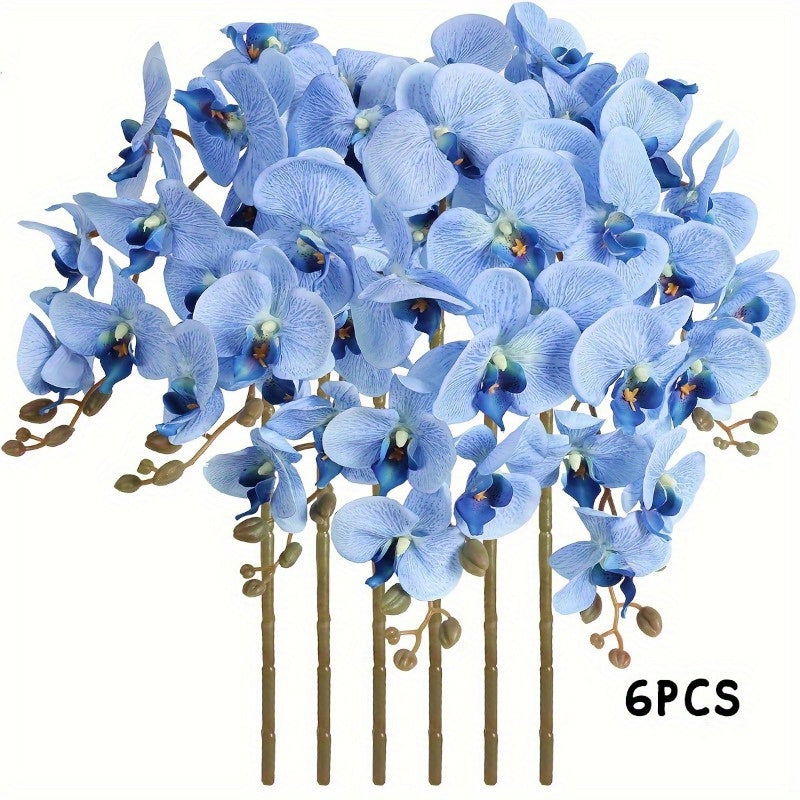 6pcs, Faux Orchid Flowers, 37.8" Velvet Artificial Orchids Flowers Long Stem Artificial Flowers For Tall Vase - Graceland Home and Living -  - #tag1#