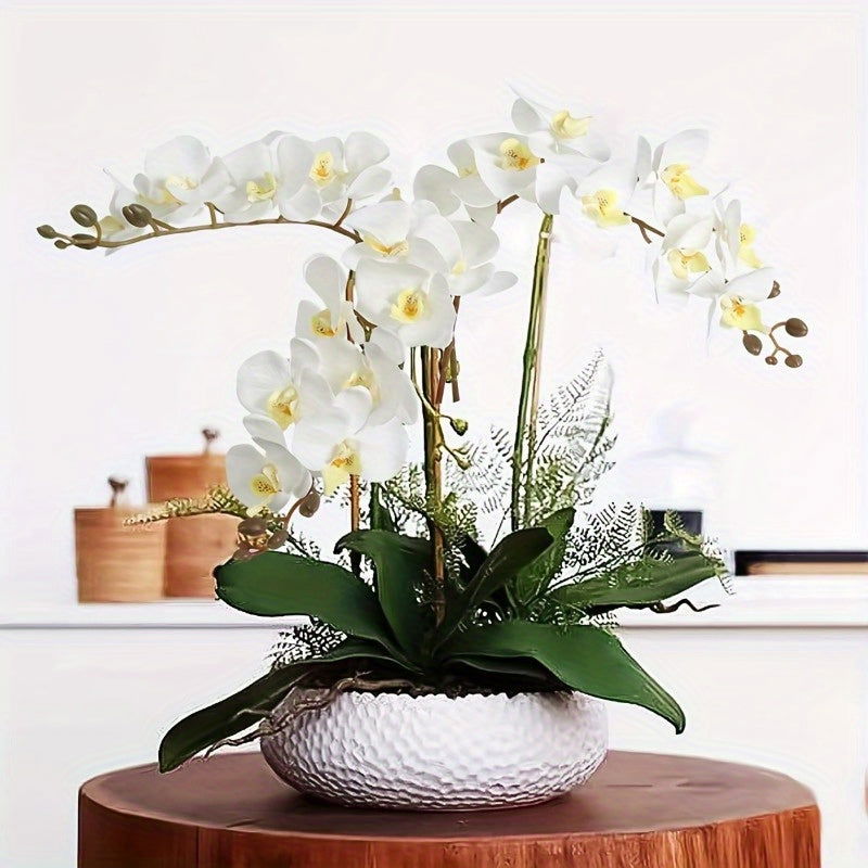 6pcs, Faux Orchid Flowers, 37.8" Velvet Artificial Orchids Flowers Long Stem Artificial Flowers For Tall Vase - Graceland Home and Living -  - #tag1#