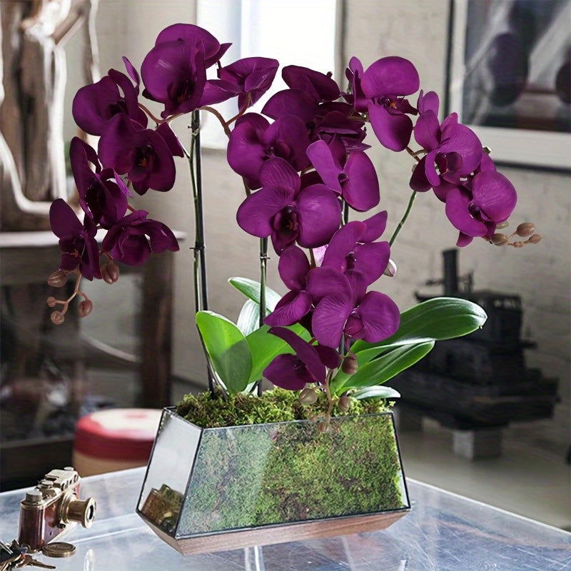 6pcs, Faux Orchid Flowers, 37.8" Velvet Artificial Orchids Flowers Long Stem Artificial Flowers For Tall Vase - Graceland Home and Living -  - #tag1#