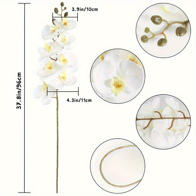 6pcs, Faux Orchid Flowers, 37.8" Velvet Artificial Orchids Flowers Long Stem Artificial Flowers For Tall Vase - Graceland Home and Living -  - #tag1#