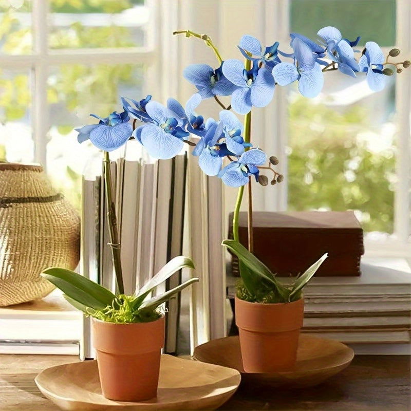 6pcs, Faux Orchid Flowers, 37.8" Velvet Artificial Orchids Flowers Long Stem Artificial Flowers For Tall Vase - Graceland Home and Living -  - #tag1#