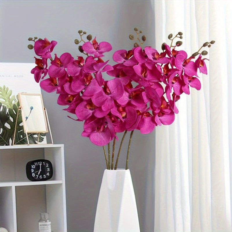 6pcs, Faux Orchid Flowers, 37.8" Velvet Artificial Orchids Flowers Long Stem Artificial Flowers For Tall Vase - Graceland Home and Living -  - #tag1#