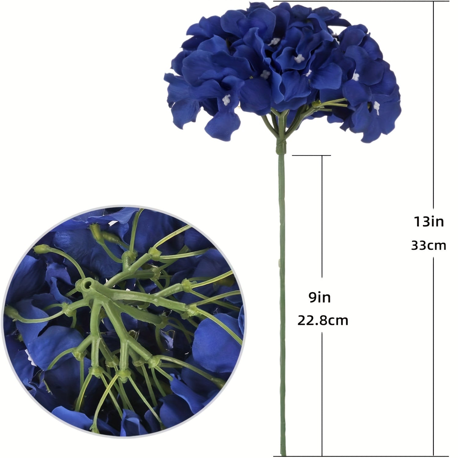 7-Pack Deep Blue Fabric Hydrangea Flower Bouquet - Graceland Home and Living -  - #tag1#