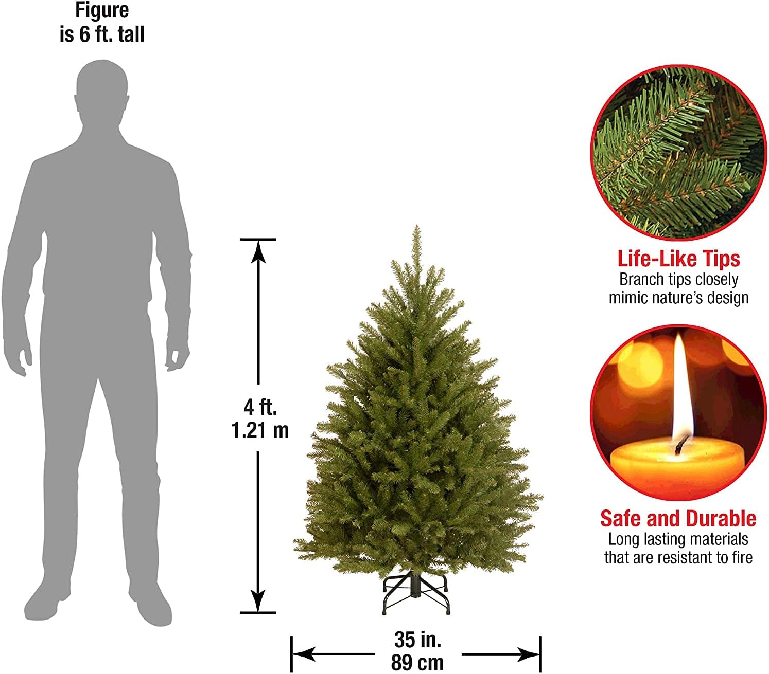 7.5 Foot  Fir Christmas Tree, Hinged - Graceland Home and Living -  - #tag1#