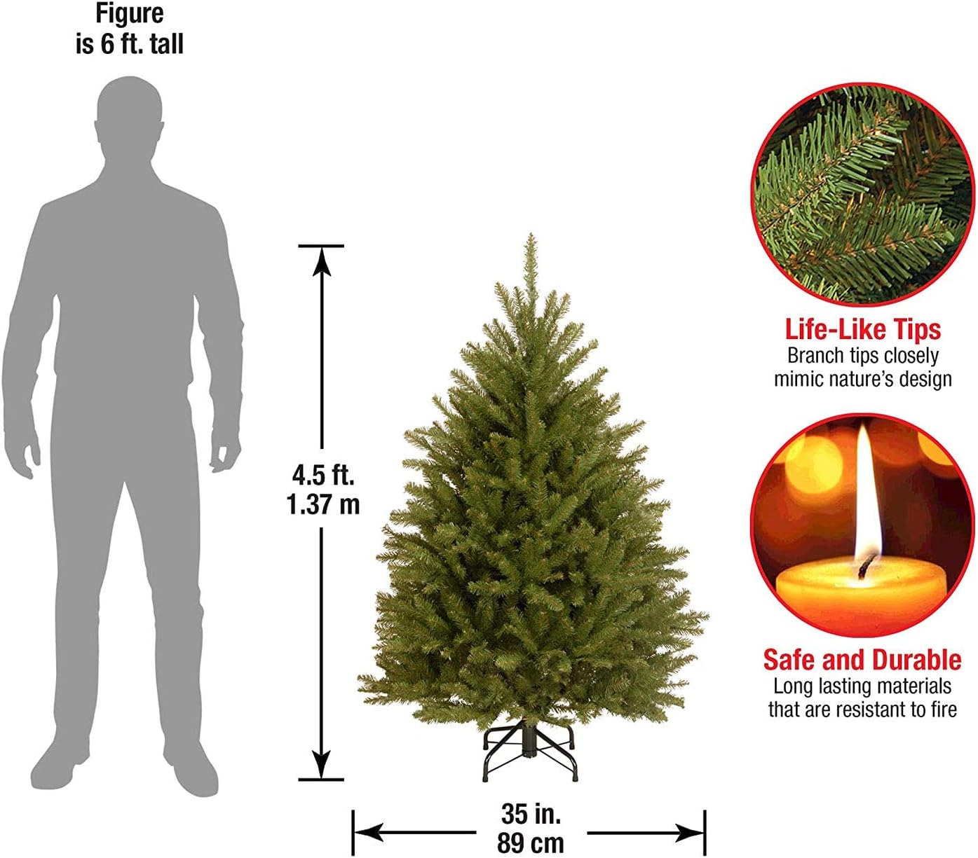7.5 Foot  Fir Christmas Tree, Hinged - Graceland Home and Living -  - #tag1#