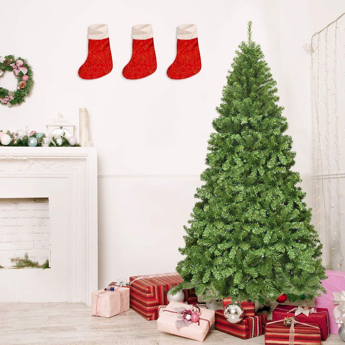 7.5 Ft Artificial Christmas Tree, Premium Hinged Spruce Tree with1346 branch tips - Graceland Home and Living -  - #tag1#
