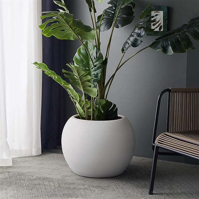 Light Weight Sphere Large White Indoor/Outdoor Planter - Graceland Home and Living -  