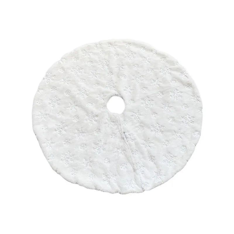 78-122CM Plush Christmas Tree Skirt White Snowflakes Faux Fur - Graceland Home and Living -  