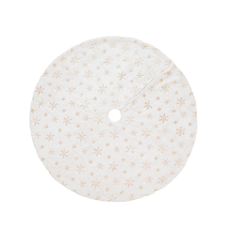 78-122CM Plush Christmas Tree Skirt White Snowflakes Faux Fur - Graceland Home and Living -  - #tag1#