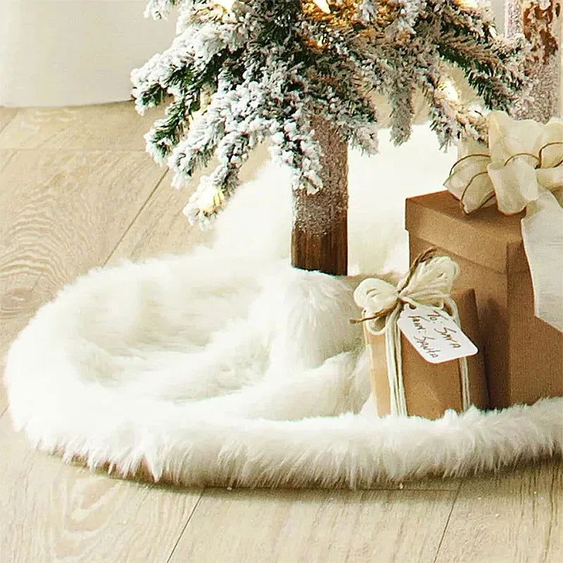 78/90/122cm Christmas Tree Skirts White Plush Mat - Graceland Home and Living -  - #tag1#