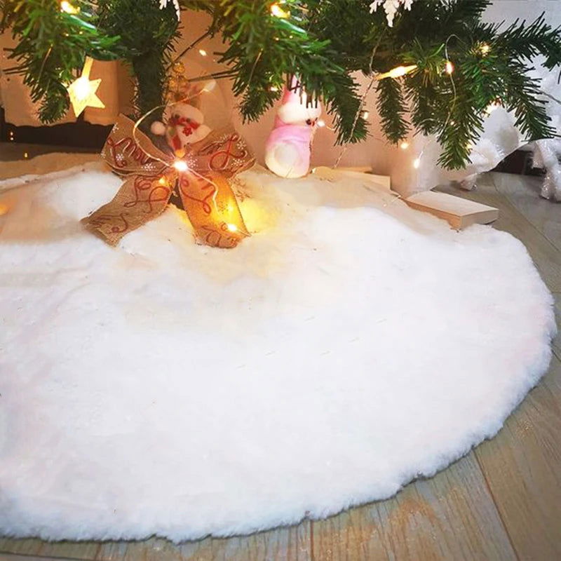 78/90/122cm White Rabbit Fleece Snowflake Christmas Tree Skirt - Graceland Home and Living -  