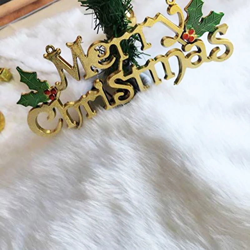 78/90/122cm White Rabbit Fleece Snowflake Christmas Tree Skirt - Graceland Home and Living -  - #tag1#