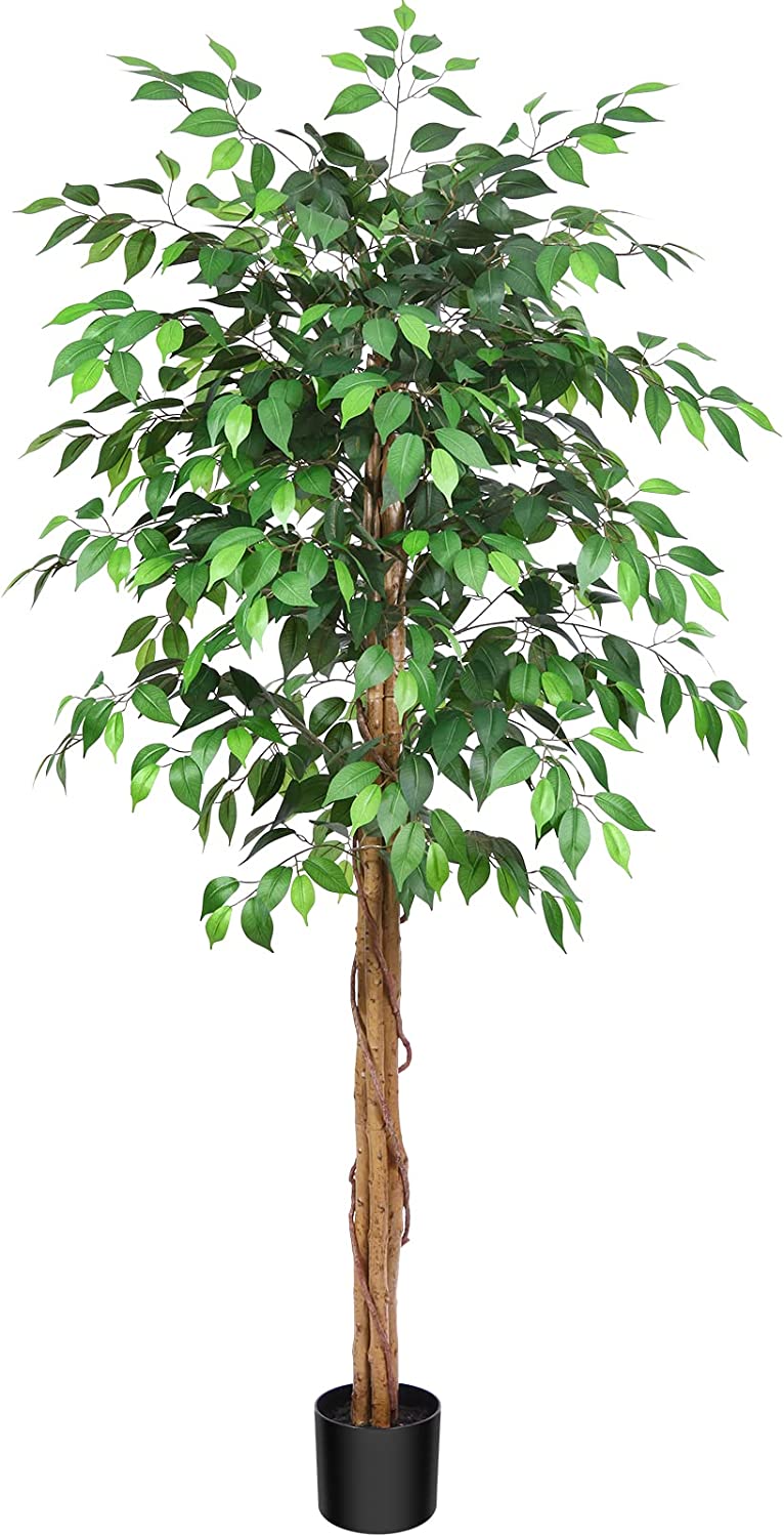 7ft Ficus Artificial Trees with Realistic Leaves and Natural Trunk - Graceland Home and Living -  