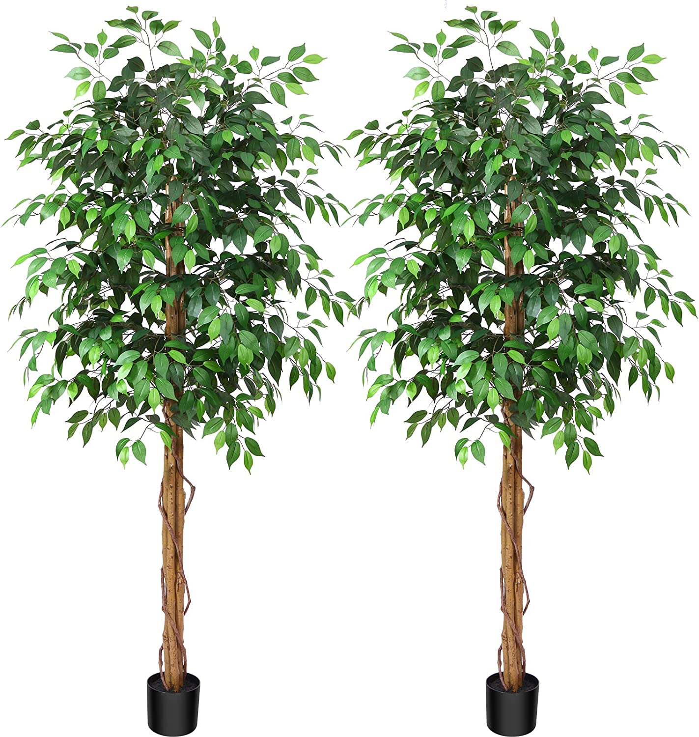 7ft Ficus Artificial Trees with Realistic Leaves and Natural Trunk - Graceland Home and Living -  - #tag1#