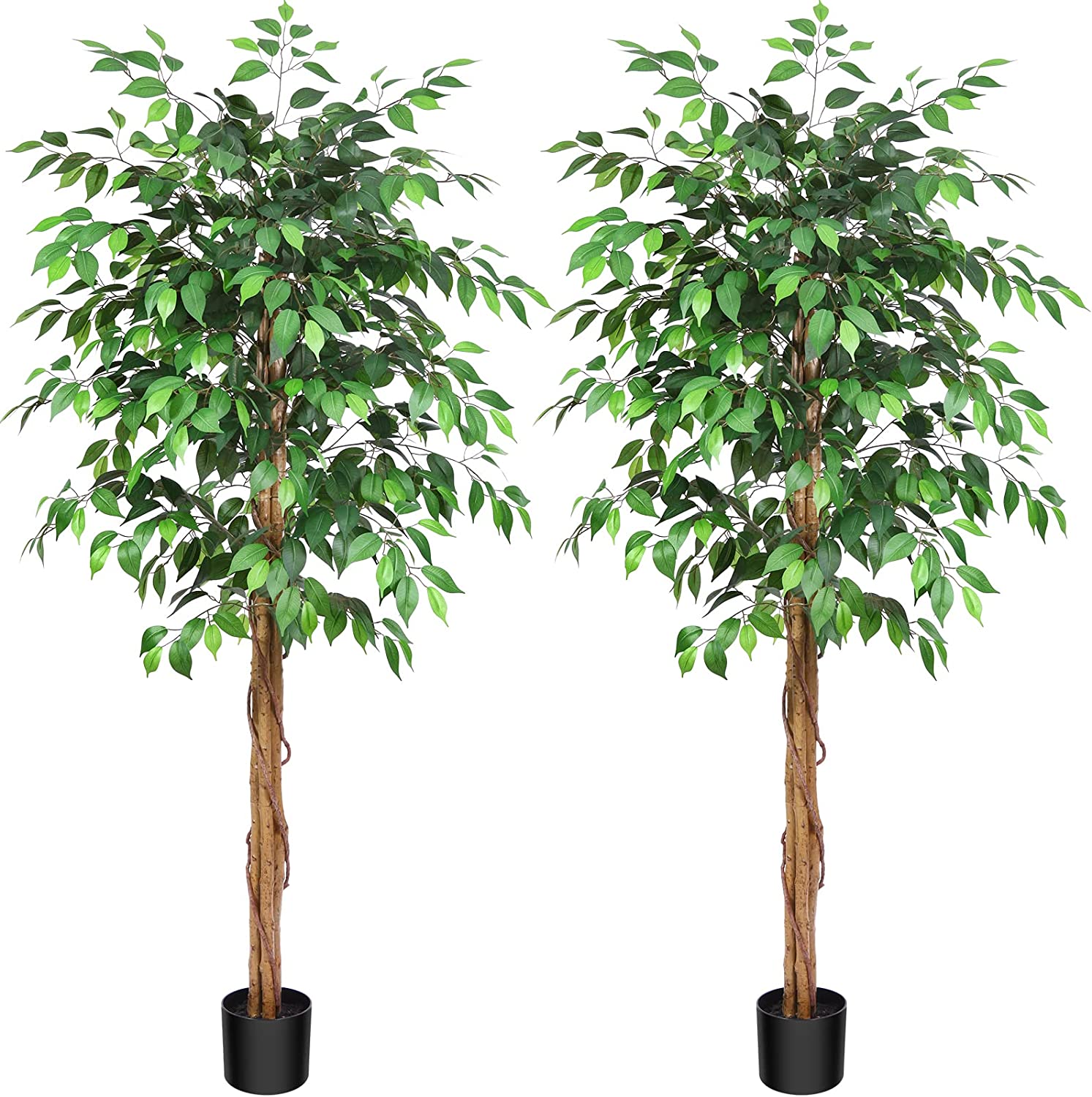 7ft Ficus Artificial Trees with Realistic Leaves and Natural Trunk - Graceland Home and Living -  - #tag1#