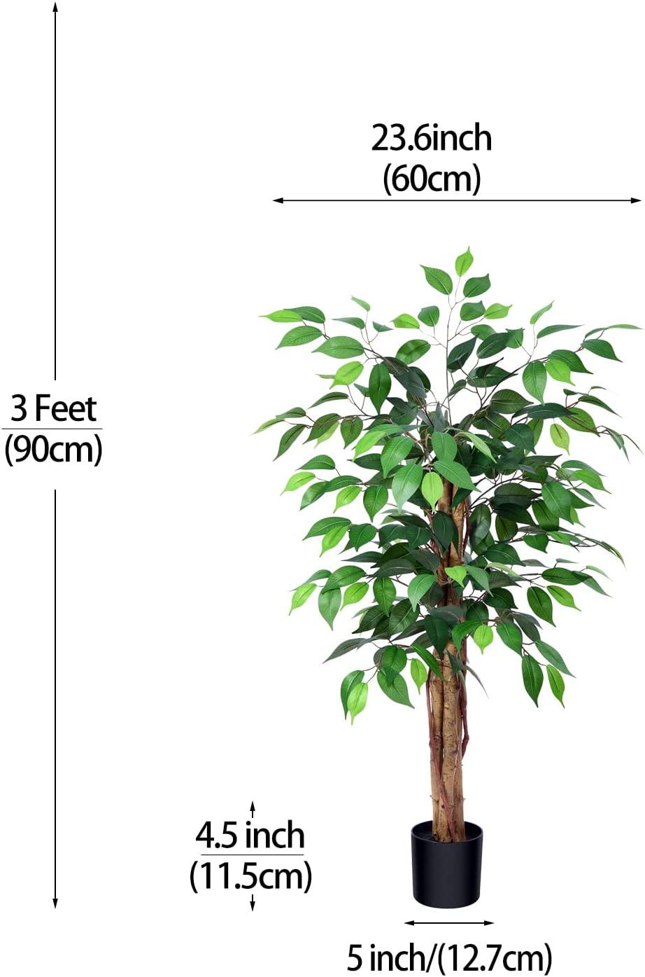 7ft Ficus Artificial Trees with Realistic Leaves and Natural Trunk - Graceland Home and Living -  - #tag1#