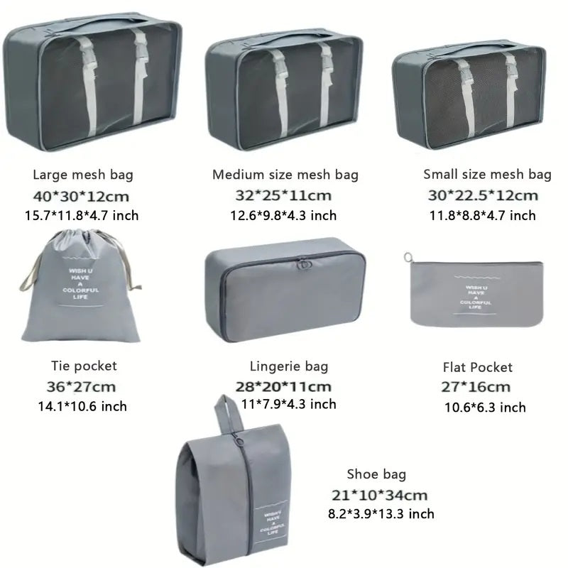 8/9pcs Travel Storage Bag, Multi Functional Luggage organizer - Graceland Home and Living -  - #tag1#