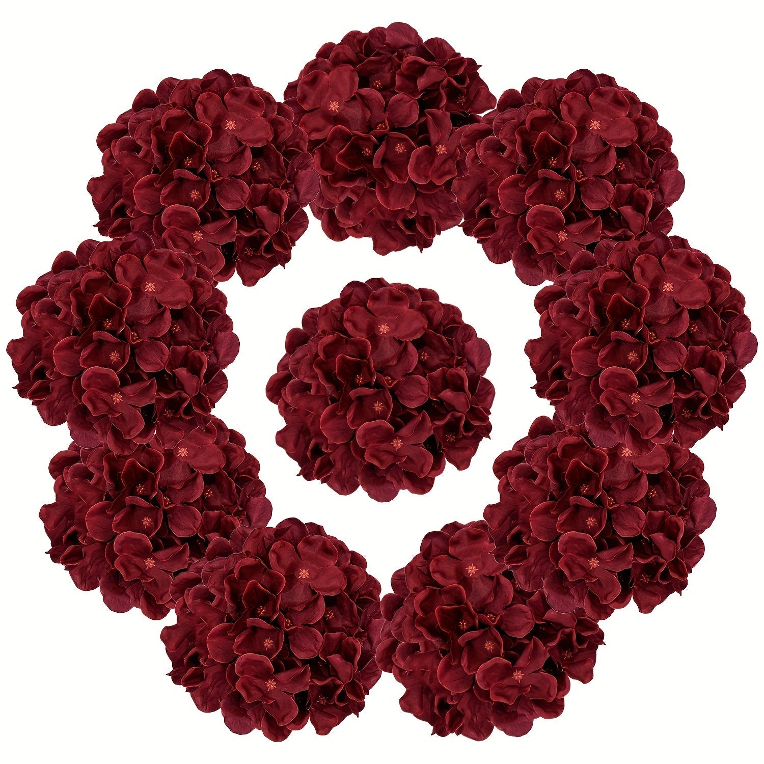 8 Pcs Artificial Hydrangea Flowers with Stems - Plastic Silk Flower Heads - Graceland Home and Living -  - #tag1#