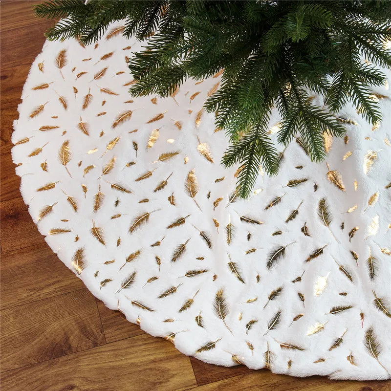 90cm Bronzing Feather Plush Christmas Tree Skirts - Graceland Home and Living -  