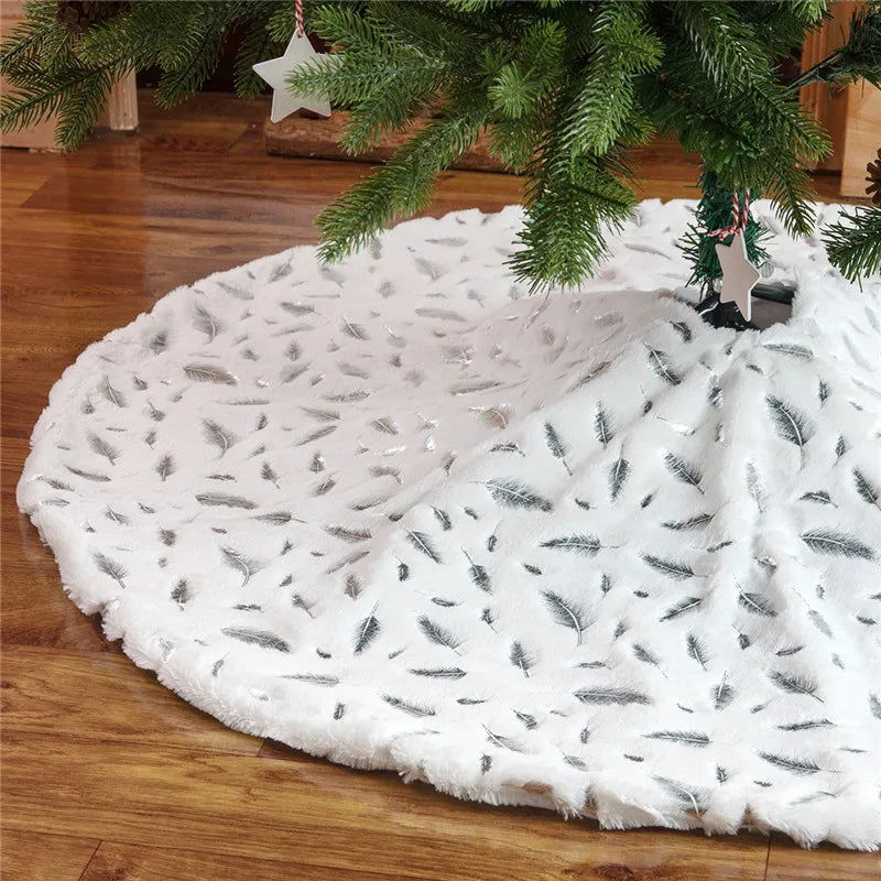 90cm Bronzing Feather Plush Christmas Tree Skirts - Graceland Home and Living -  - #tag1#