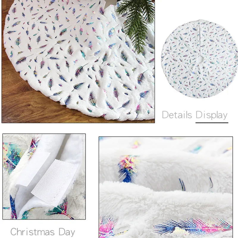 90cm Bronzing Feather Plush Christmas Tree Skirts - Graceland Home and Living -  - #tag1#