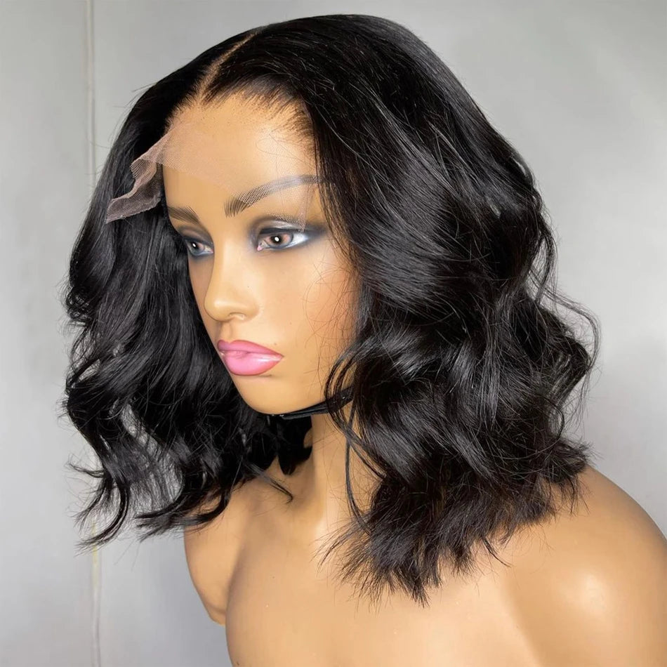Body Wave Short  Wig 13x4 4x4 Transparent Lace Frontal Wig Brazilian 100% Real Human Hair Lace Wigs