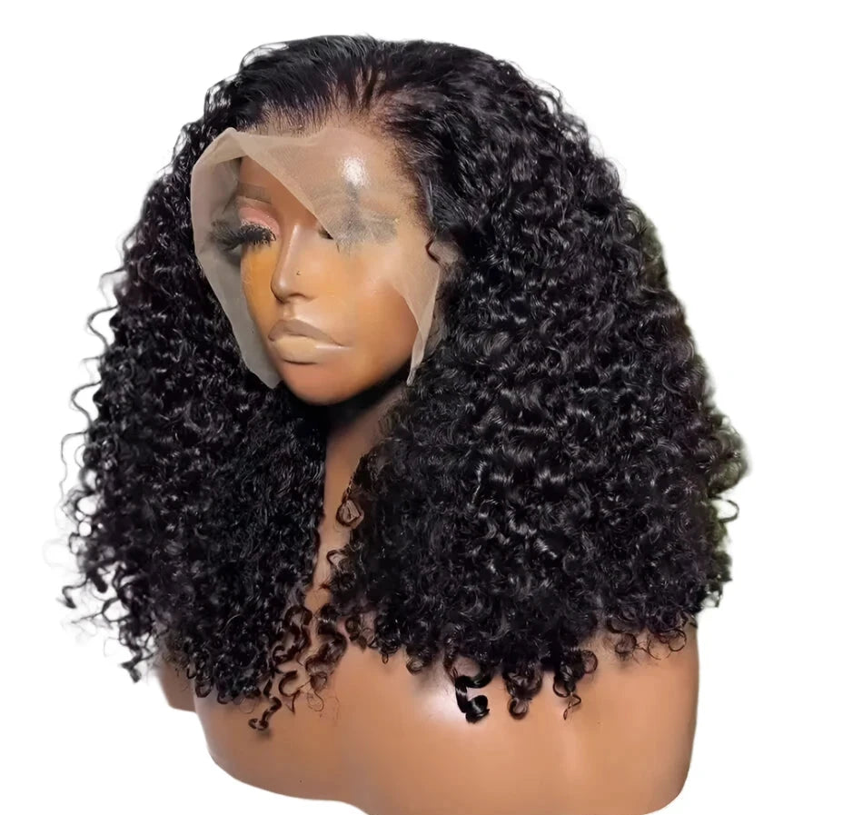 13x4  Human Hair Deep Wave 100% Brazilian Curly Human Hair Wigs with Transparent Lace Frontal