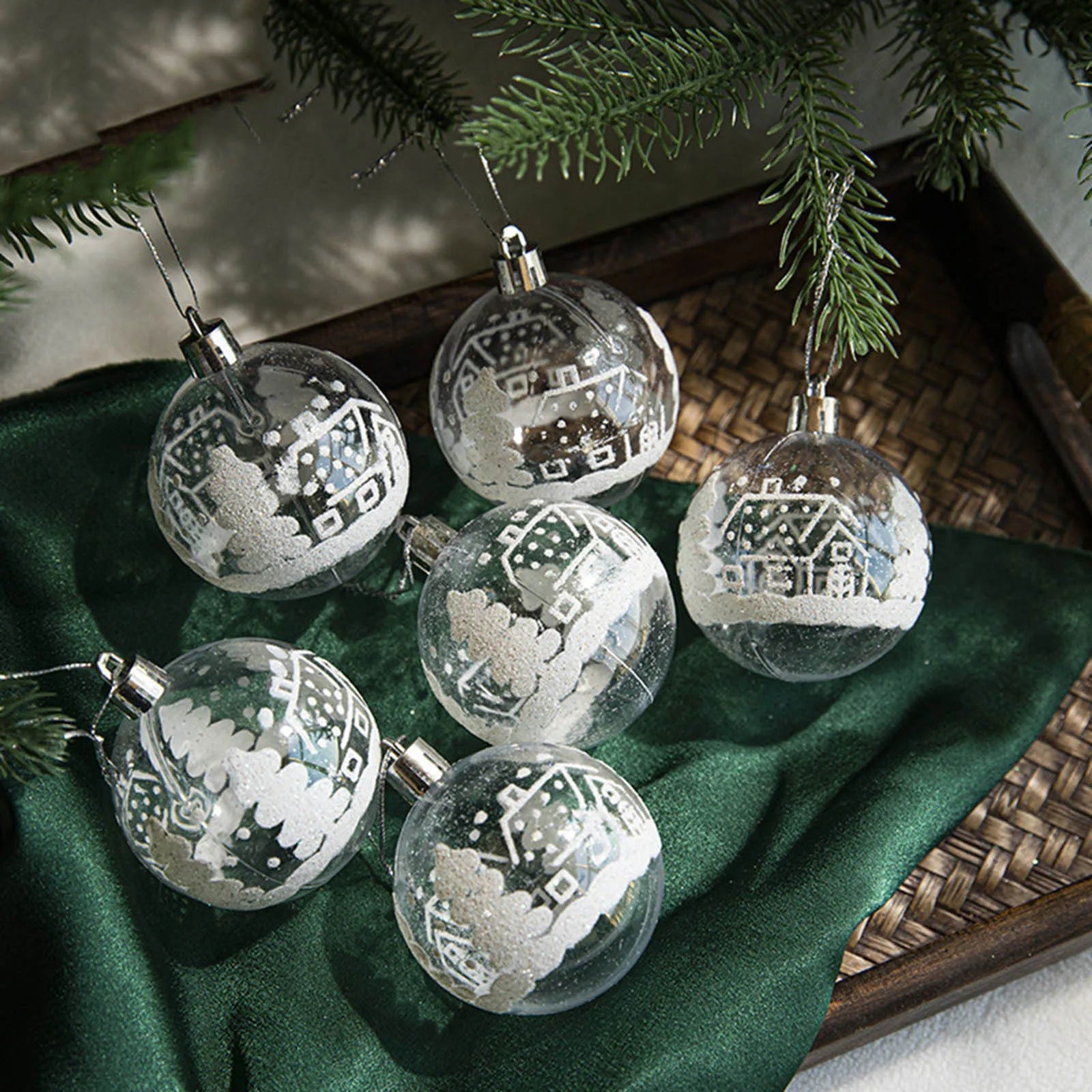 A Box Of 6 Transparent Christmas Ball Ornaments - Graceland Home and Living -  