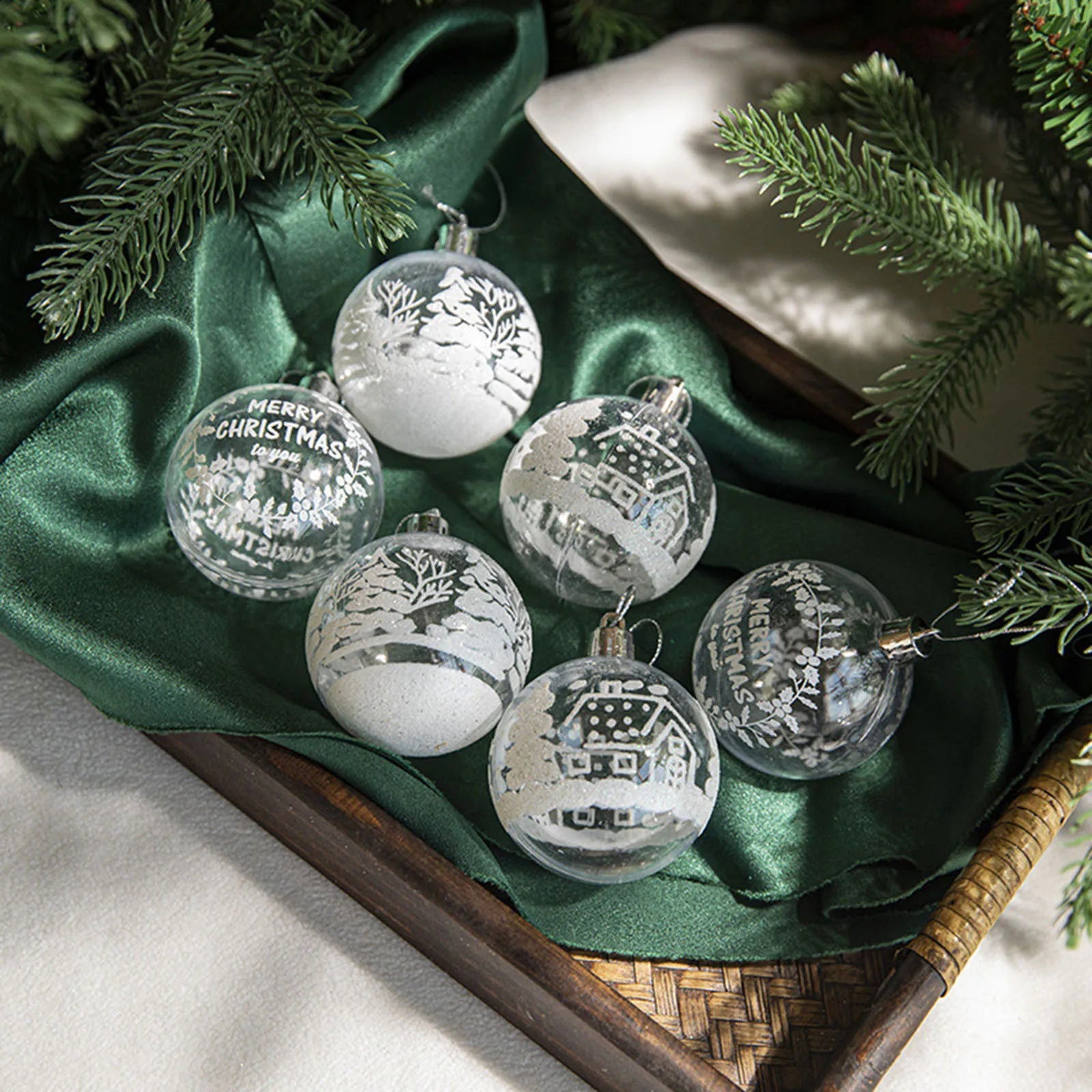 A Box Of 6 Transparent Christmas Ball Ornaments - Graceland Home and Living -  - #tag1#