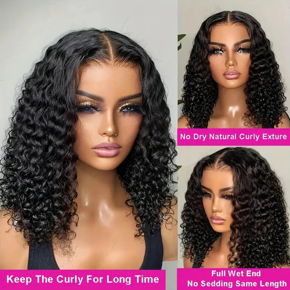 Deep Curly Wave S 13x4 Lace Frontal Human Hair Wigs Wavy 4x4 Lace Front Wig 100%