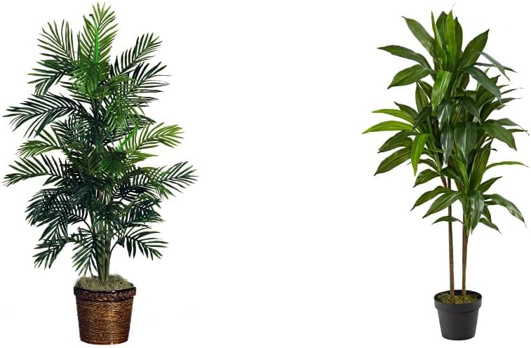 Areca Palm Decorative Silk Tree with Basket, 4.5Ft Tall - Graceland Home and Living -  