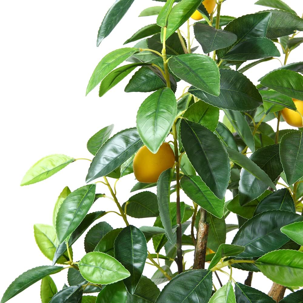 Artificial Lemon Tree, 4FT Faux Tree with 396 Leaves and 9 Plastic Lemon Fruits Graceland Home and Living