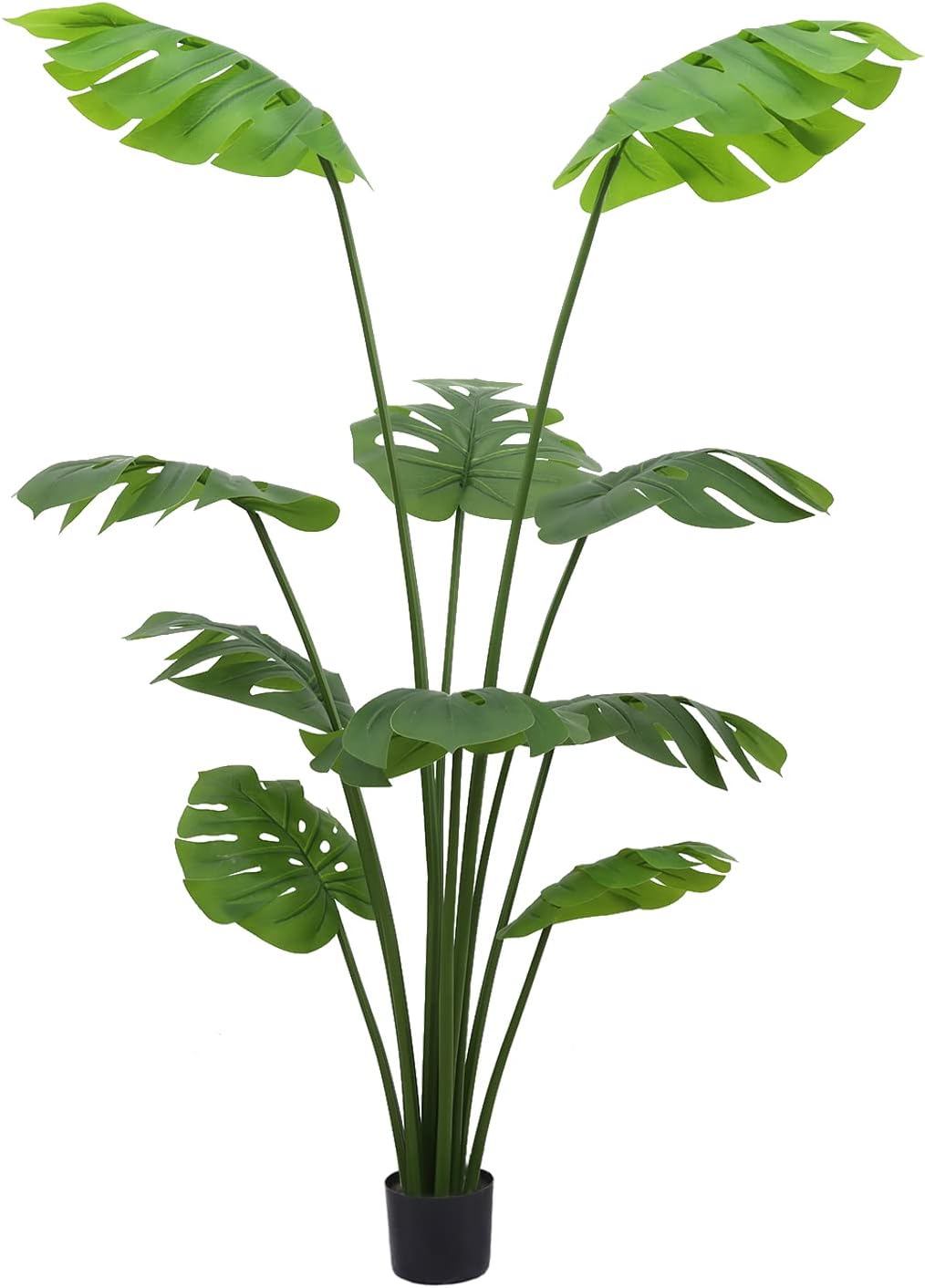 Artificial Monstera Deliciosa Plant Tree 5ft/59'' Fake Tropical Palm Tree with 10 Leaves Graceland Home and Living