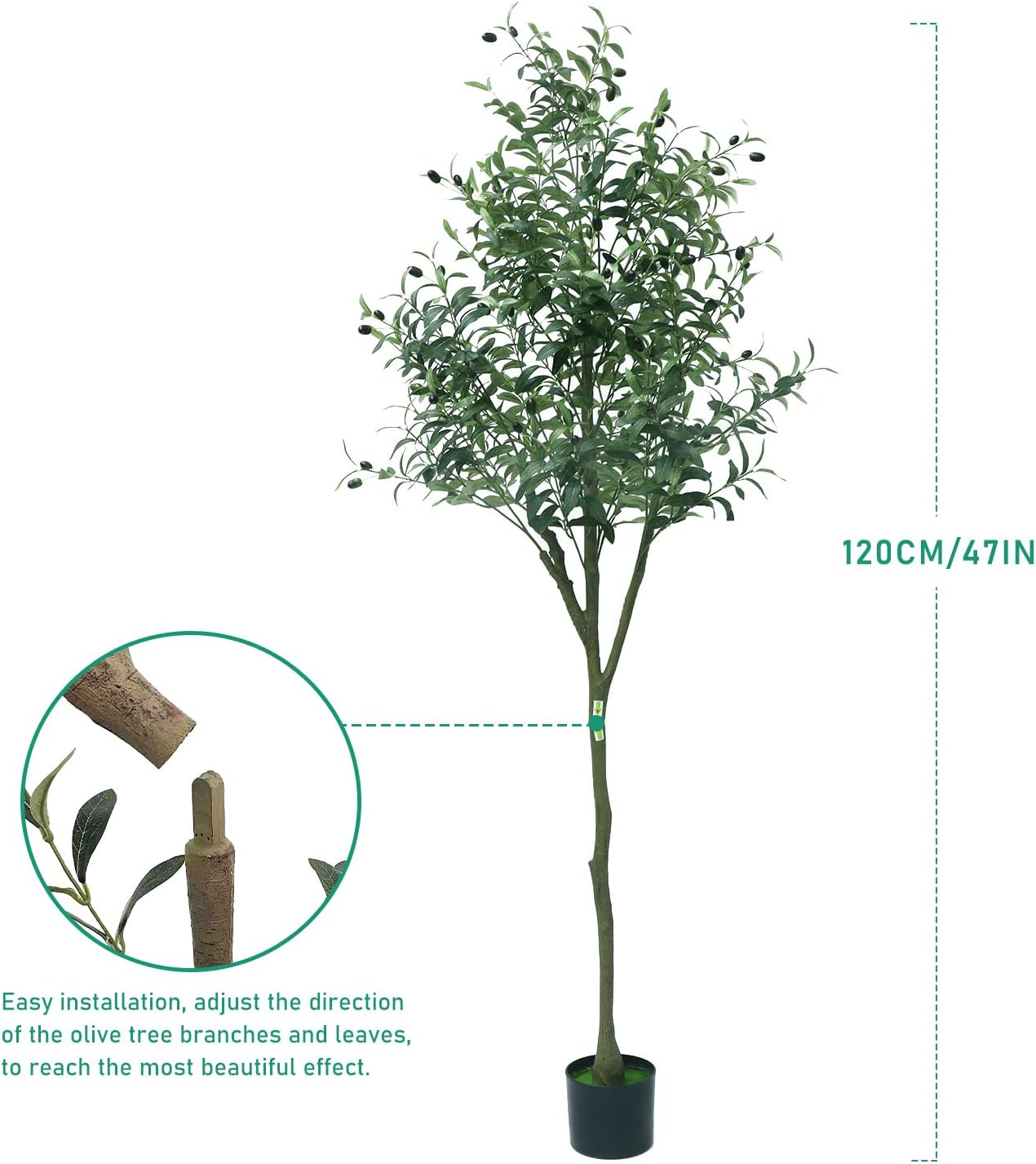 Artificial Olive Tree, 6ft (71'') Tall Fake Silk Tree Plants for Modern Living Graceland Home and Living