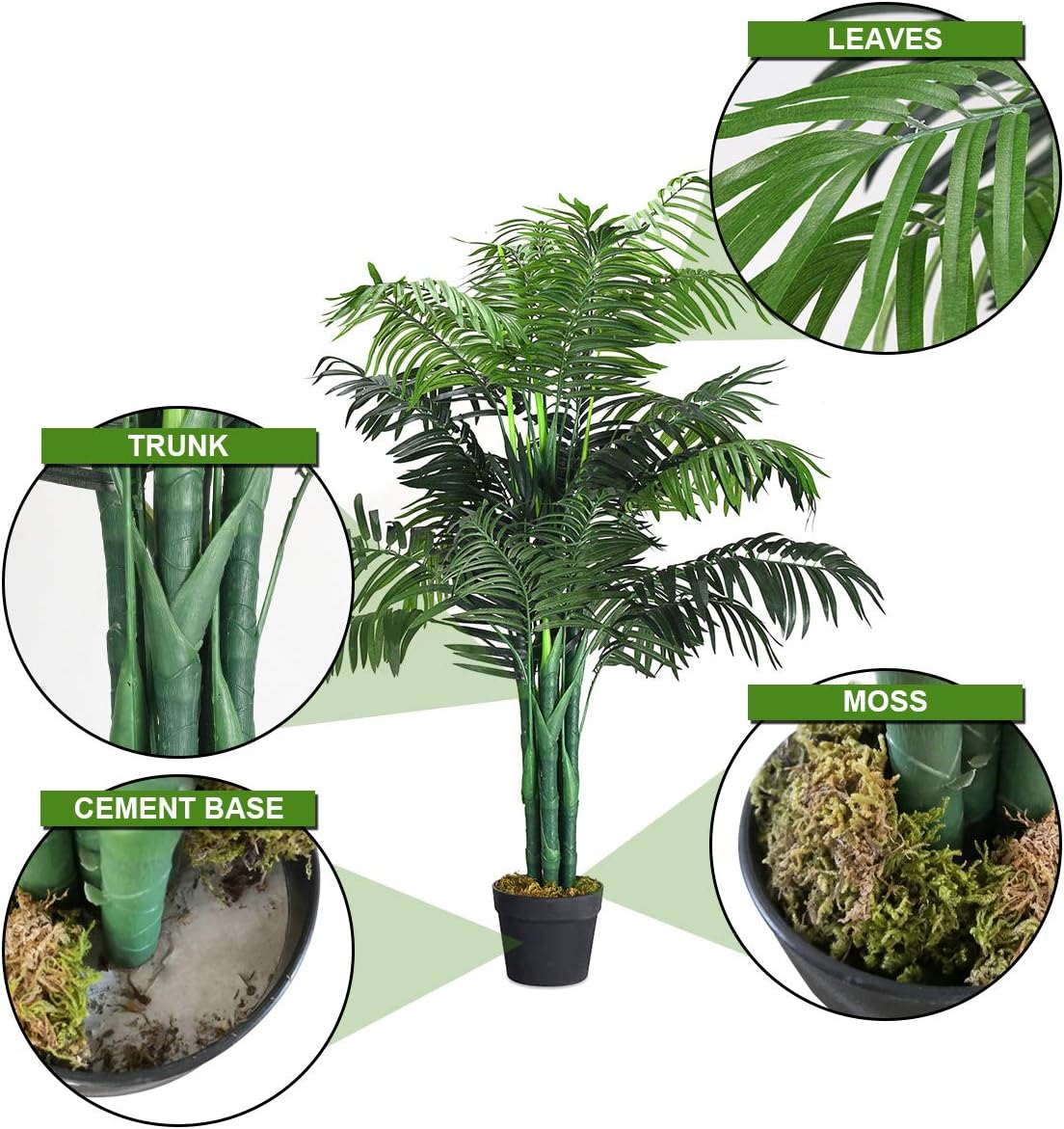 Artificial Palm Tree, Fake Tropical Plant with Plastic Pot, 3.5Ft Graceland Home and Living