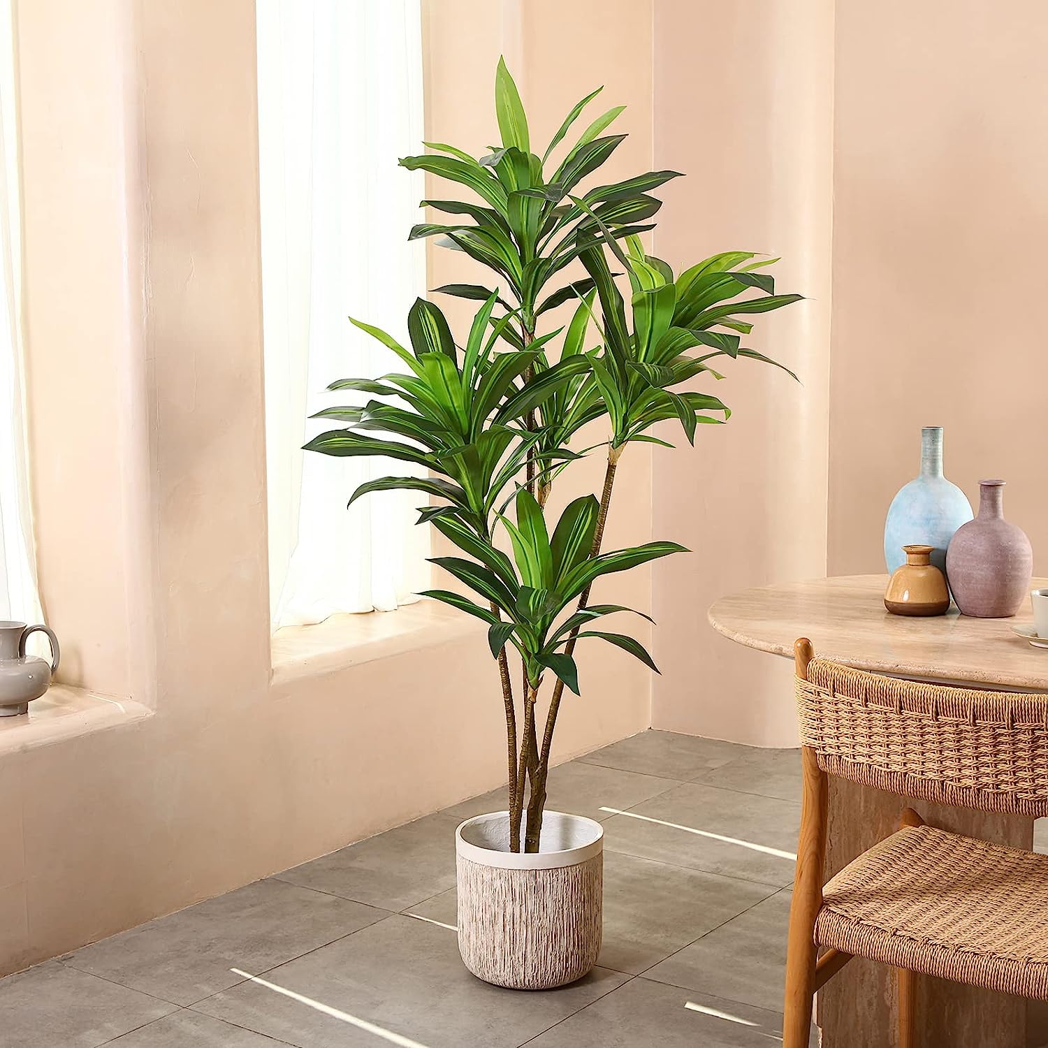 Artificial Dracaena Tree, 5FT Tall Fake Plants Artificial - Graceland Home and Living -  - #tag1#