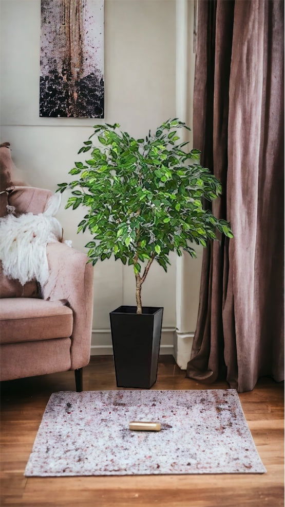 Artificial Ficus Silk Tree, 4FT Faux Plastic Ficus Plant in Pot - Graceland Home and Living -  
