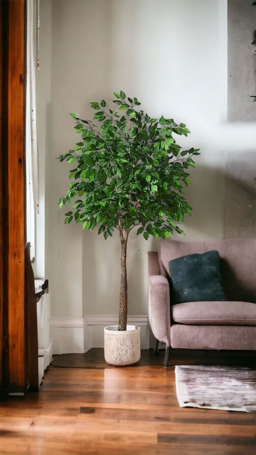 Artificial Ficus Silk Tree, 4FT Faux Plastic Ficus Plant in Pot - Graceland Home and Living -  