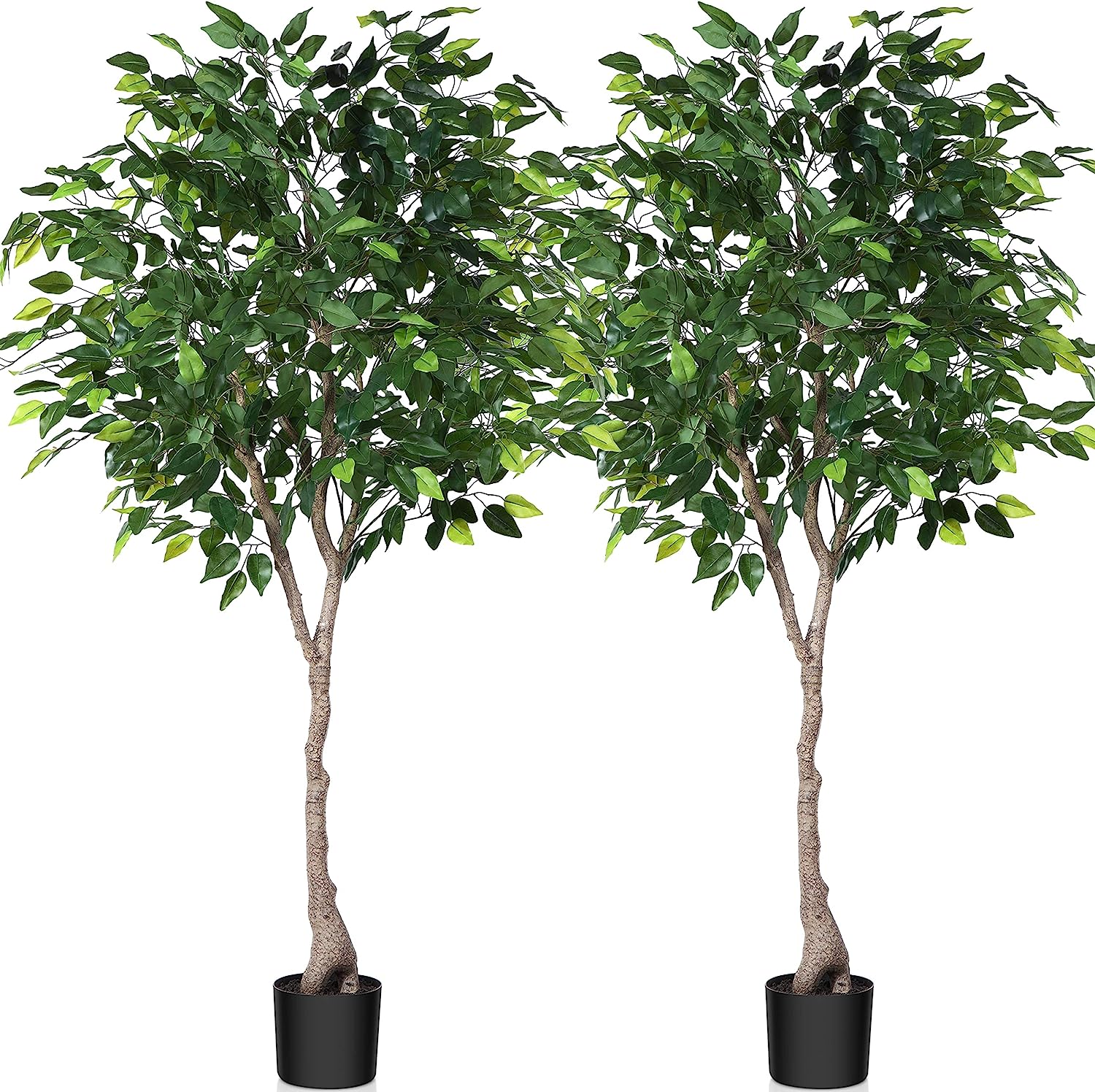 Artificial Ficus Silk Tree, 4FT Faux Plastic Ficus Plant in Pot - Graceland Home and Living -  - #tag1#