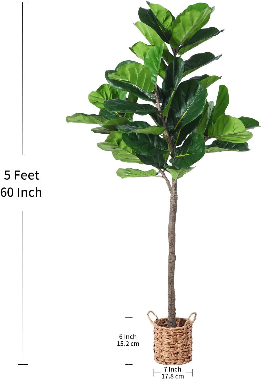 Artificial Fiddle Leaf Fig Tree, ( Ficus Lyrata ) 5FT Tall Plant for Indoor/Outdoor - Graceland Home and Living -  - #tag1#