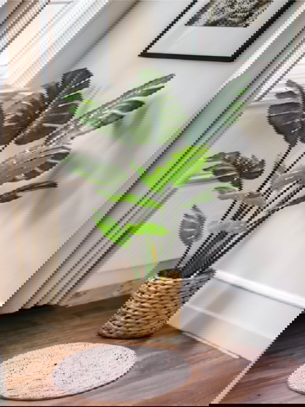 Artificial Monstera Deliciosa Plant Tree 5ft/59'' Fake Tropical Palm Tree with 10 Leaves - Graceland Home and Living -  - #tag1#