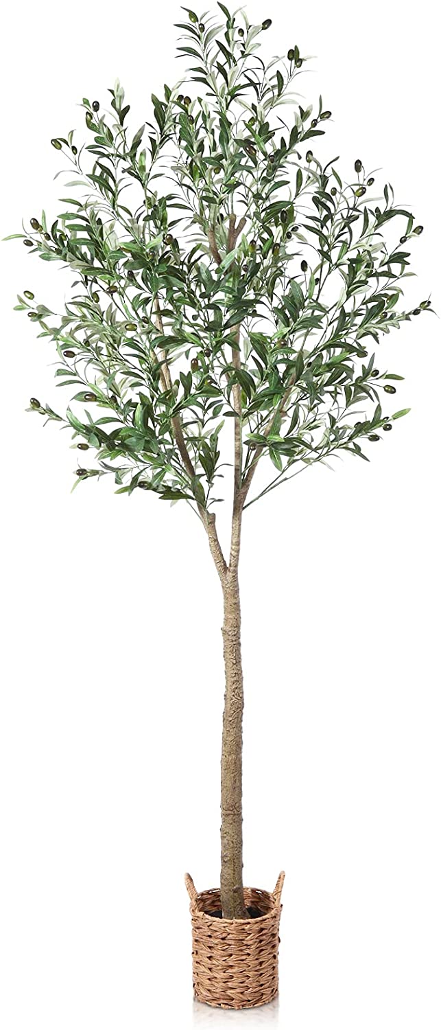 Artificial Olive Tree 4ft Tall Fake Plant, with Handmade Woven Basket Planter. - Graceland Home and Living -  