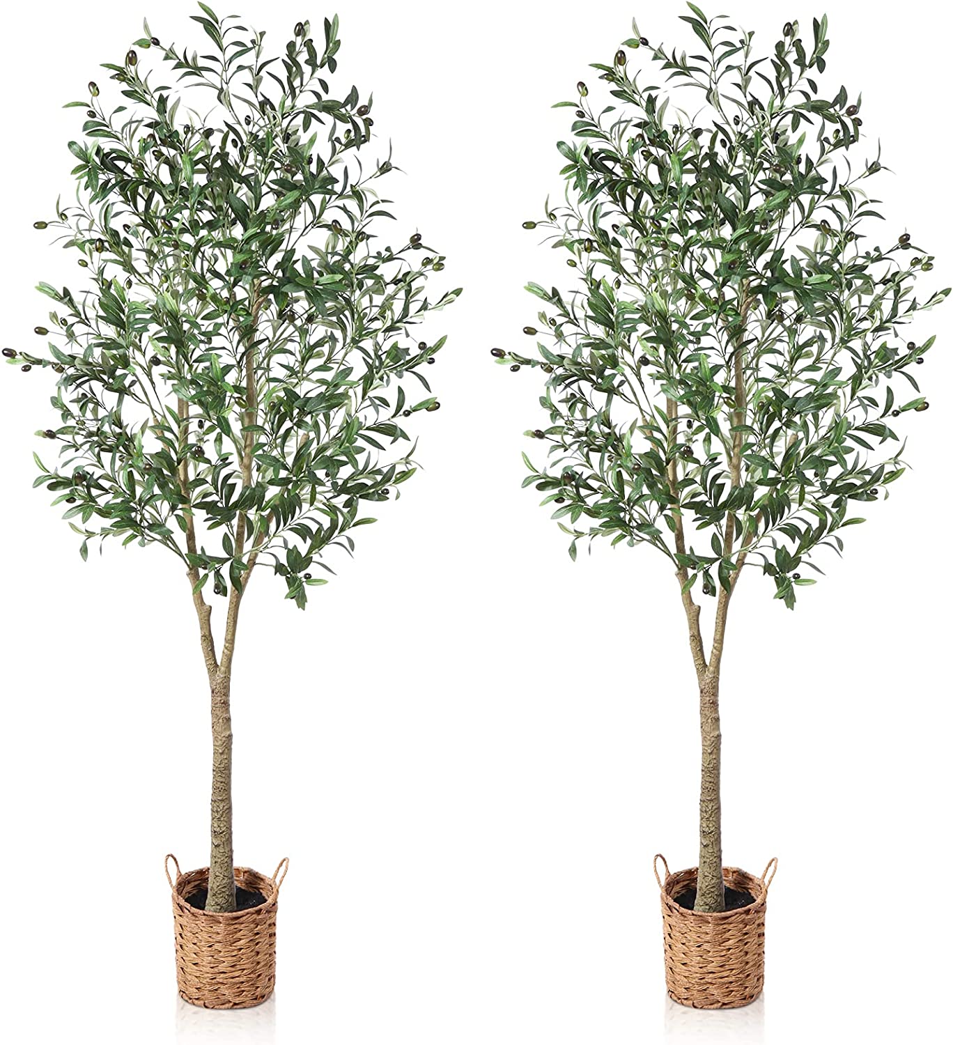 Artificial Olive Tree 4ft Tall Fake Plant, with Handmade Woven Basket Planter. - Graceland Home and Living -  