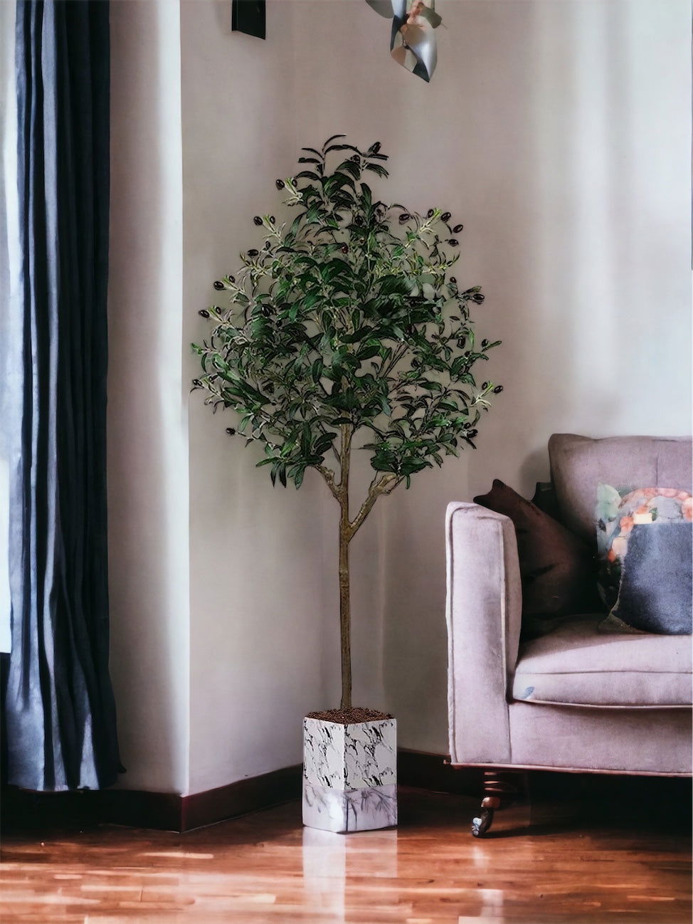 Artificial Olive Tree, 5Ft (60'') Tall Fake Plant - Graceland Home and Living -  