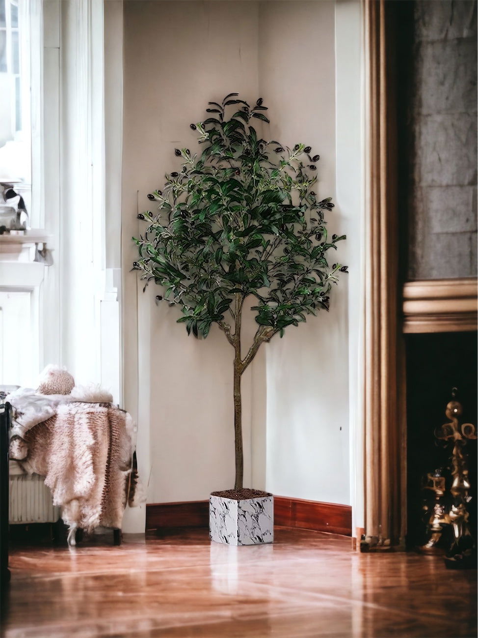 Artificial Olive Tree, 5Ft (60'') Tall Fake Plant - Graceland Home and Living -  - #tag1#