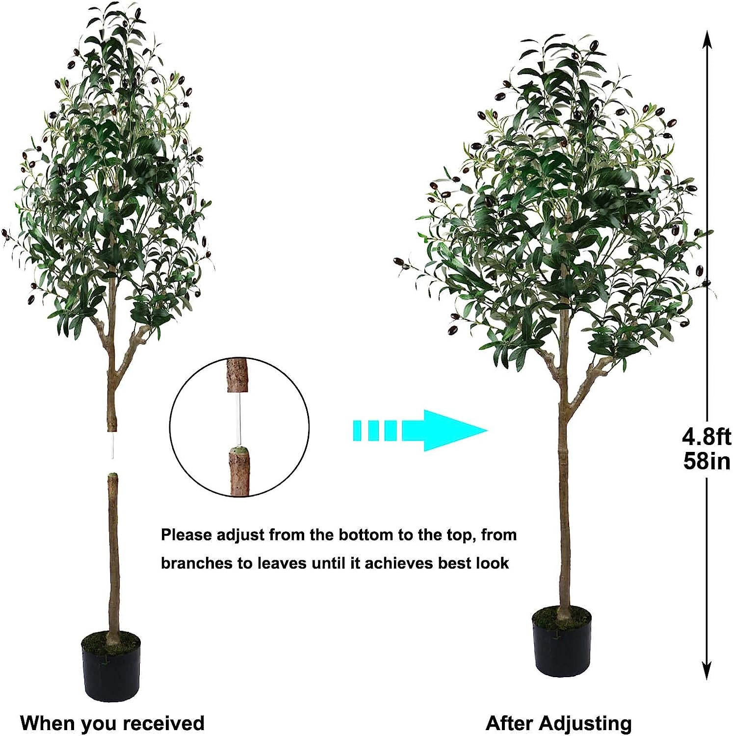 Artificial Olive Tree 5ft (60'') Tall Fake Plants Suitable for  Indoor & Outdoor - Graceland Home and Living -  - #tag1#