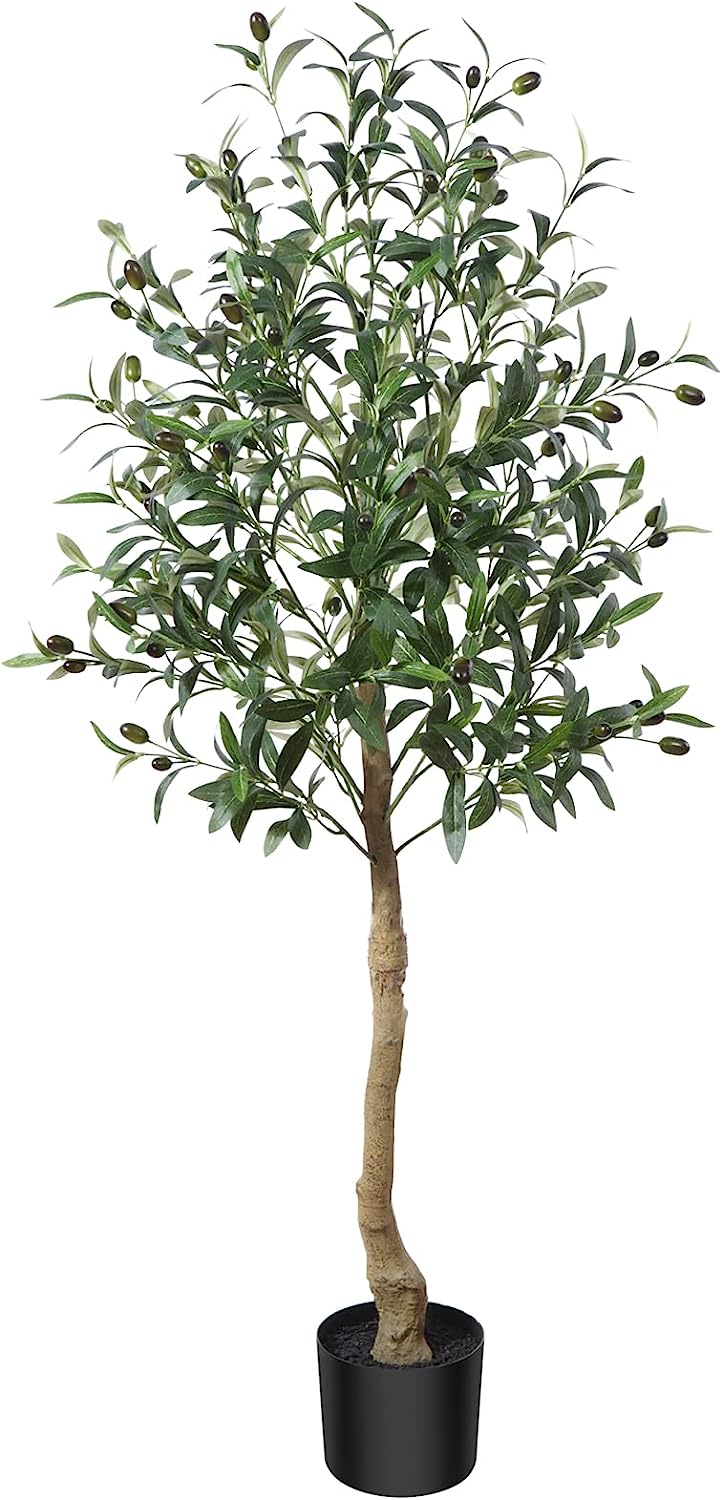 Artificial Olive Tree Plant 4Ft Fake Topiary Silk Tree, Perfect Faux Plants in Pot - Graceland Home and Living -  